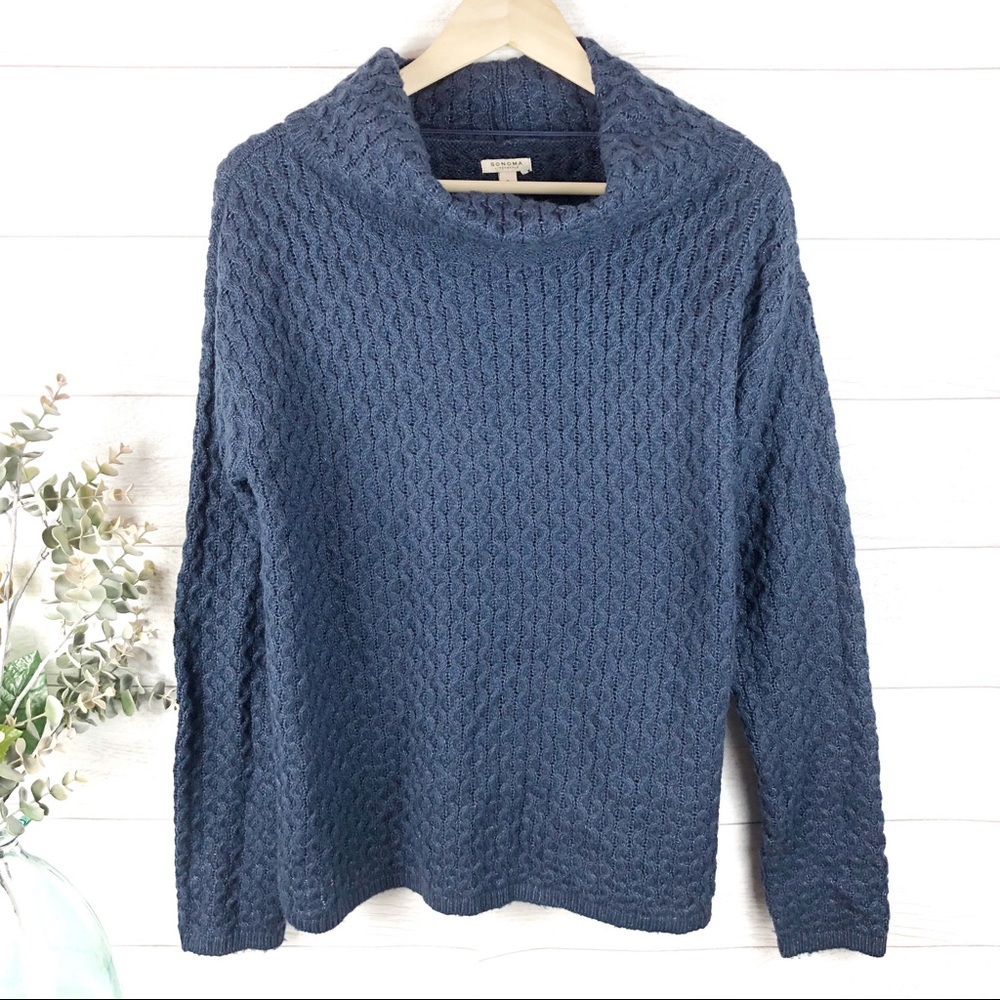 SONOMA Blue Cowl Neck Knit Sweater